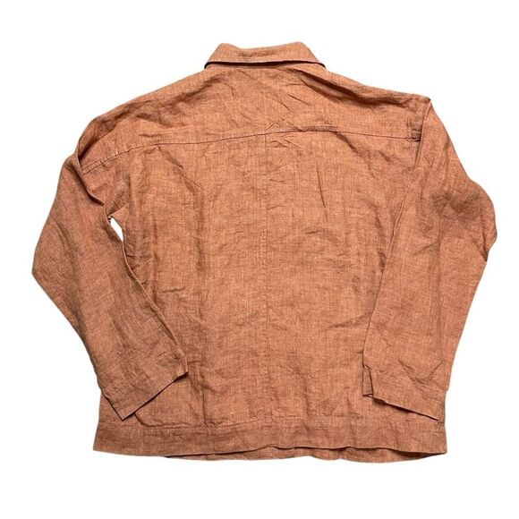 Eileen Fisher Copper Orange Organic Linen Button-Up Shirt Size Medium - Picture 2 of 6